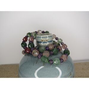Rutilated Quartz and Amethyst Faceted Beaded Bracelet 6mm